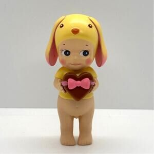 New Unbranded Collectible Mini Figure, Lop Rabbit & Chocolate Heart, Open Box